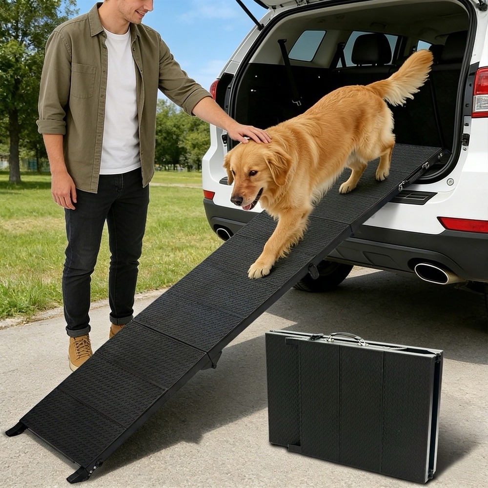 Dog Ramp for Car 70-71" X 17.6" Extra Long Folding Aluminum Pet SUV Car Truck